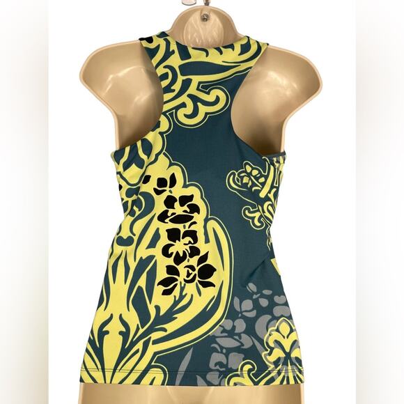 Athleta Blue Damask Print Racerback Tank Top with Built-in Underwire Bra 34B Med - Picture 4 of 8